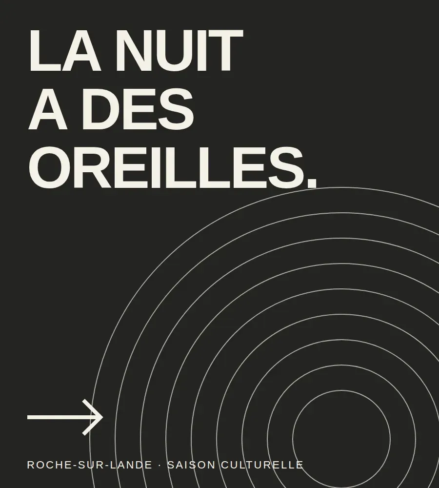 Affiche anthracite « La nuit a des oreilles » avec des ondes sonores.